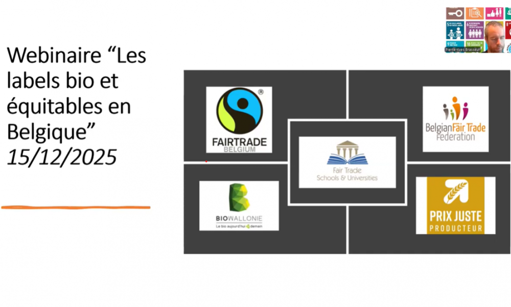 Le webinaire sur le thème "Les labels bio et équitables en Belgique"est en ligne !